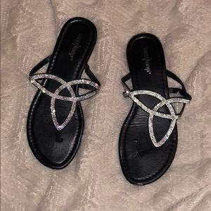 Rhinestone Black Sandals